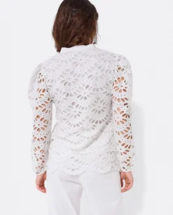 Camisas Y Tops*Cuplé Blusa Escote Pico Guipur Blanco
