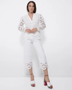 Camisas Y Tops*Cuplé Blusa Escote Pico Guipur Blanco