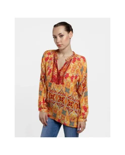 Camisas Y Tops*Cuplé Blusa Kaftan Crep Estampado Cachemiras