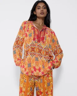 Camisas Y Tops*Cuplé Blusa Kaftan Crep Estampado Cachemiras