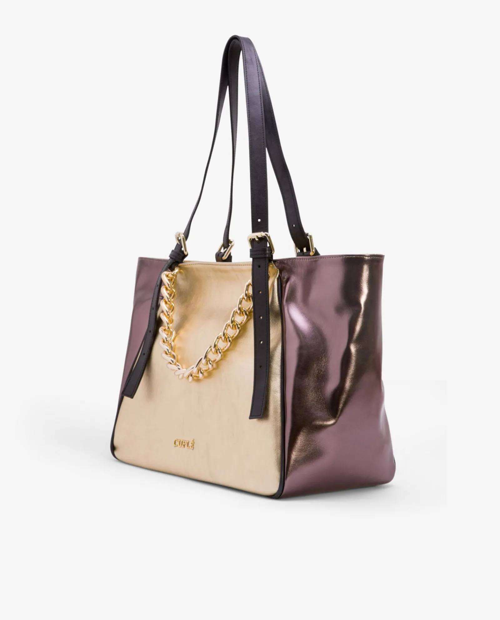 Shoppers Y Bolsos Hombro*Cuplé Bolso Grande Tricolor Napa Metalizado Oro