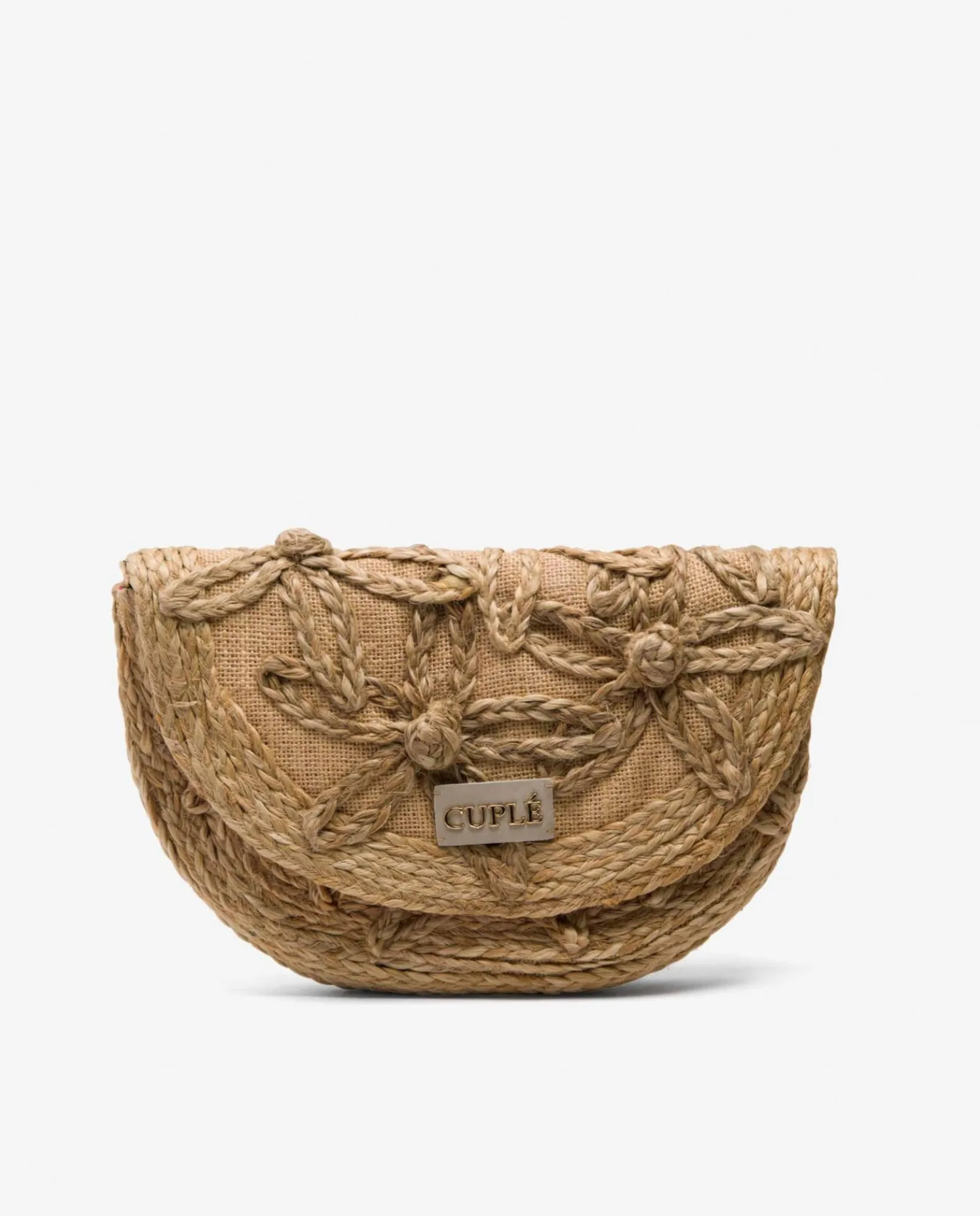 Bolsos Mano*Cuplé Bolso Mano Media Luna Rafia Beig