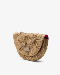 Bolsos Mano*Cuplé Bolso Mano Media Luna Rafia Beig