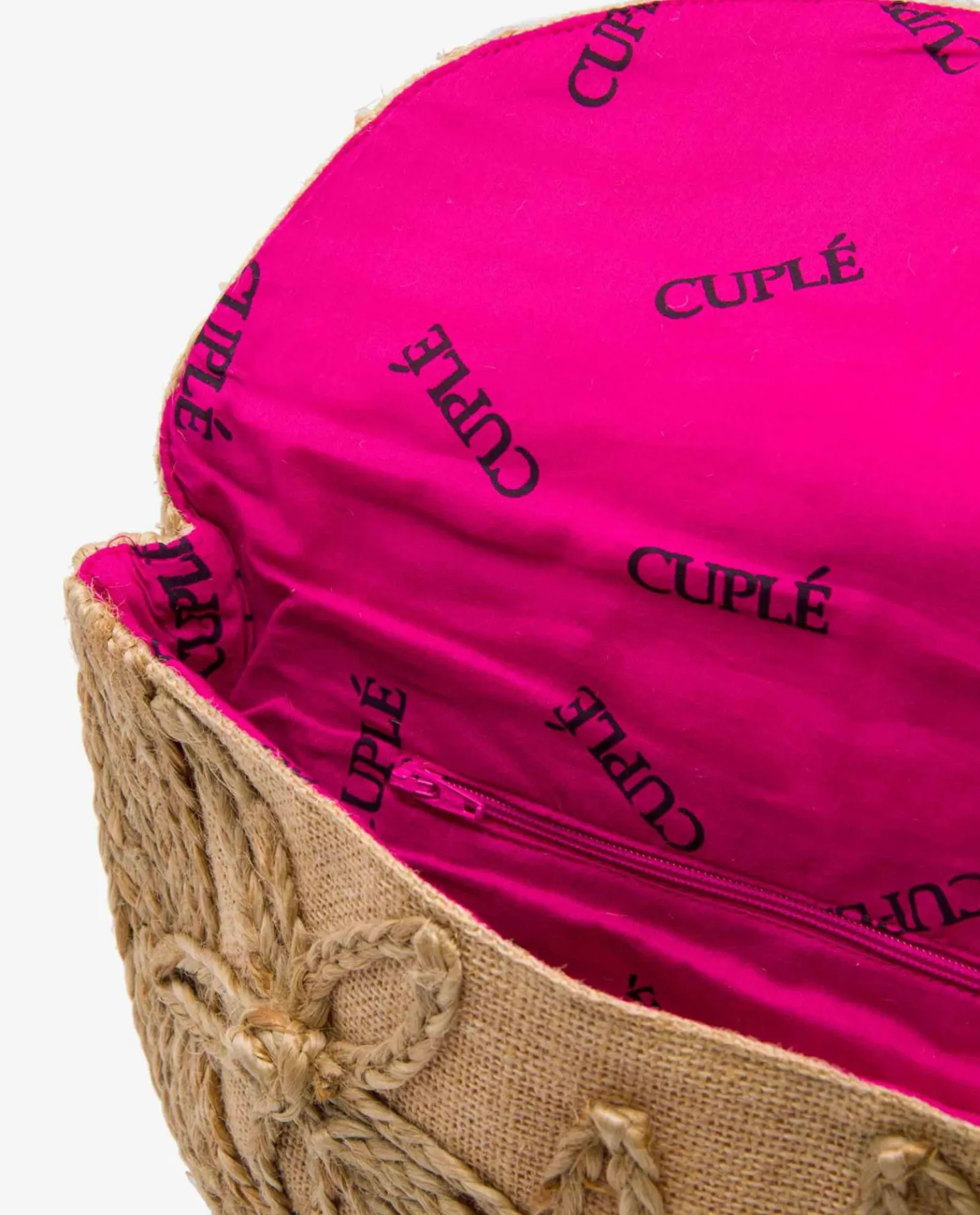 Bolsos Mano*Cuplé Bolso Mano Media Luna Rafia Beig