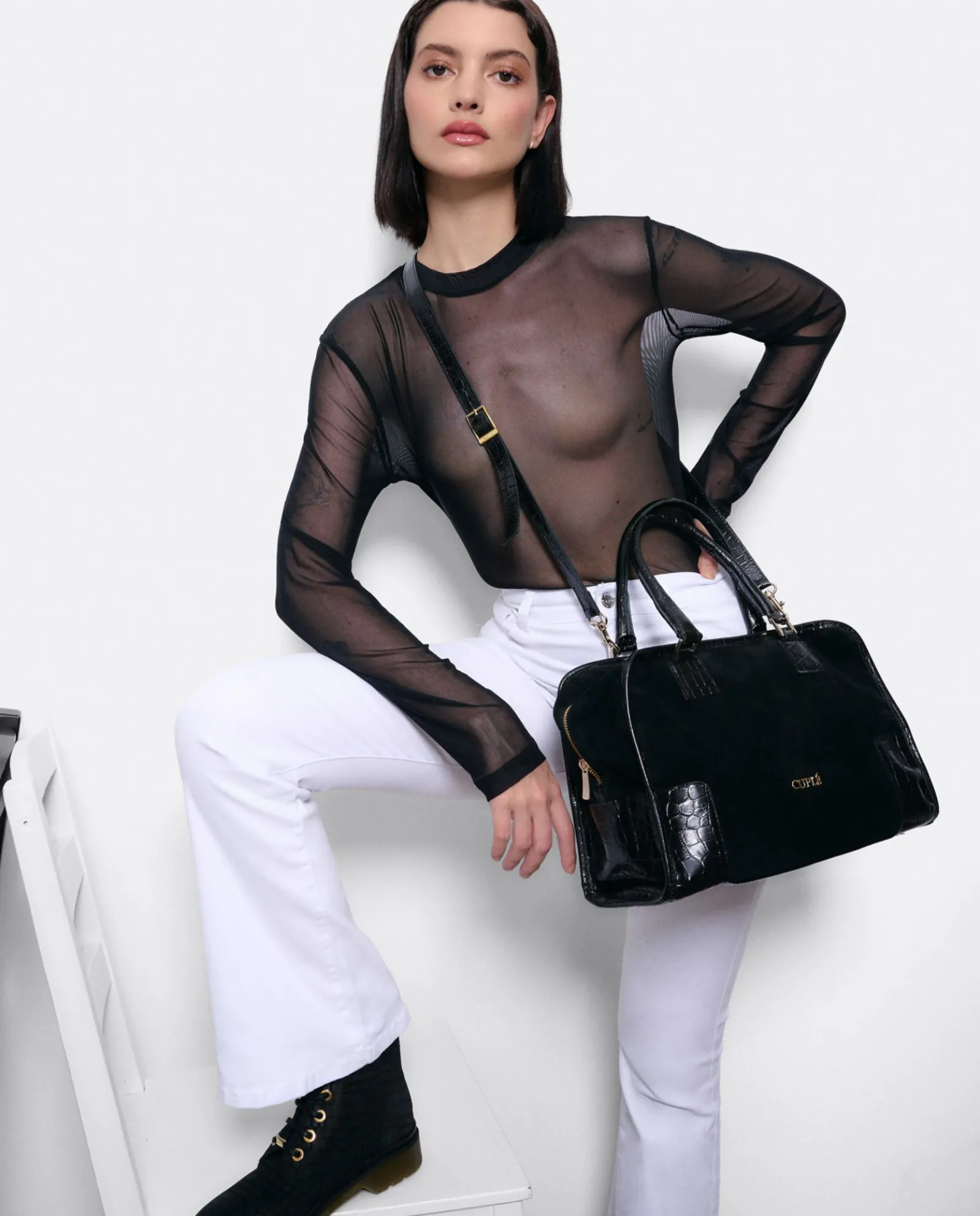 Shoppers Y Bolsos Hombro*Cuplé Bolso Rectangular Serraje Negro