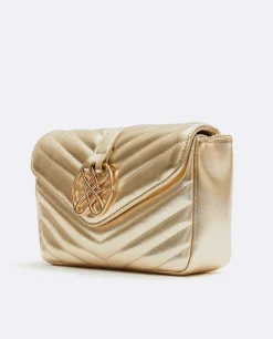 Bandoleras*Cuplé Bolso Satchel Con Cadena Piek Tecnopiel Oro