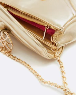 Bandoleras*Cuplé Bolso Satchel Con Cadena Piek Tecnopiel Oro