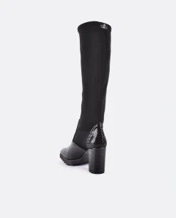 Botas Y Botines*Cuplé Bota Alta Pala Y Talon Licra/Coco Negro