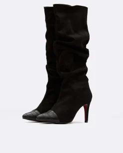 Botas Y Botines*Cuplé Bota Arrugada Ultrasuede Strech Negro