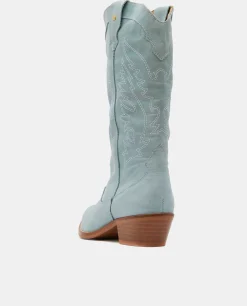 Botas Y Botines*Cuplé Bota Cowboy Tacón Bajo Napa Azul