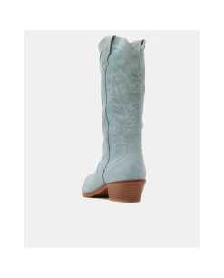 Botas Y Botines*Cuplé Bota Cowboy Tacón Bajo Napa Azul
