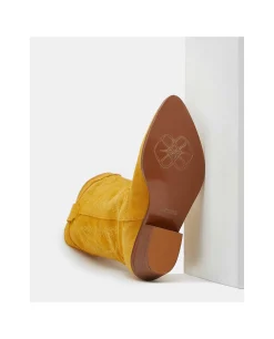 Botas Y Botines*Cuplé Bota Cowboy Tacón Bajo Serraje Mostaza