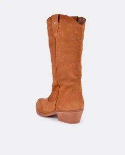 Botas Y Botines*Cuplé Bota Cowboy Tacón Bajo Serraje Cuero