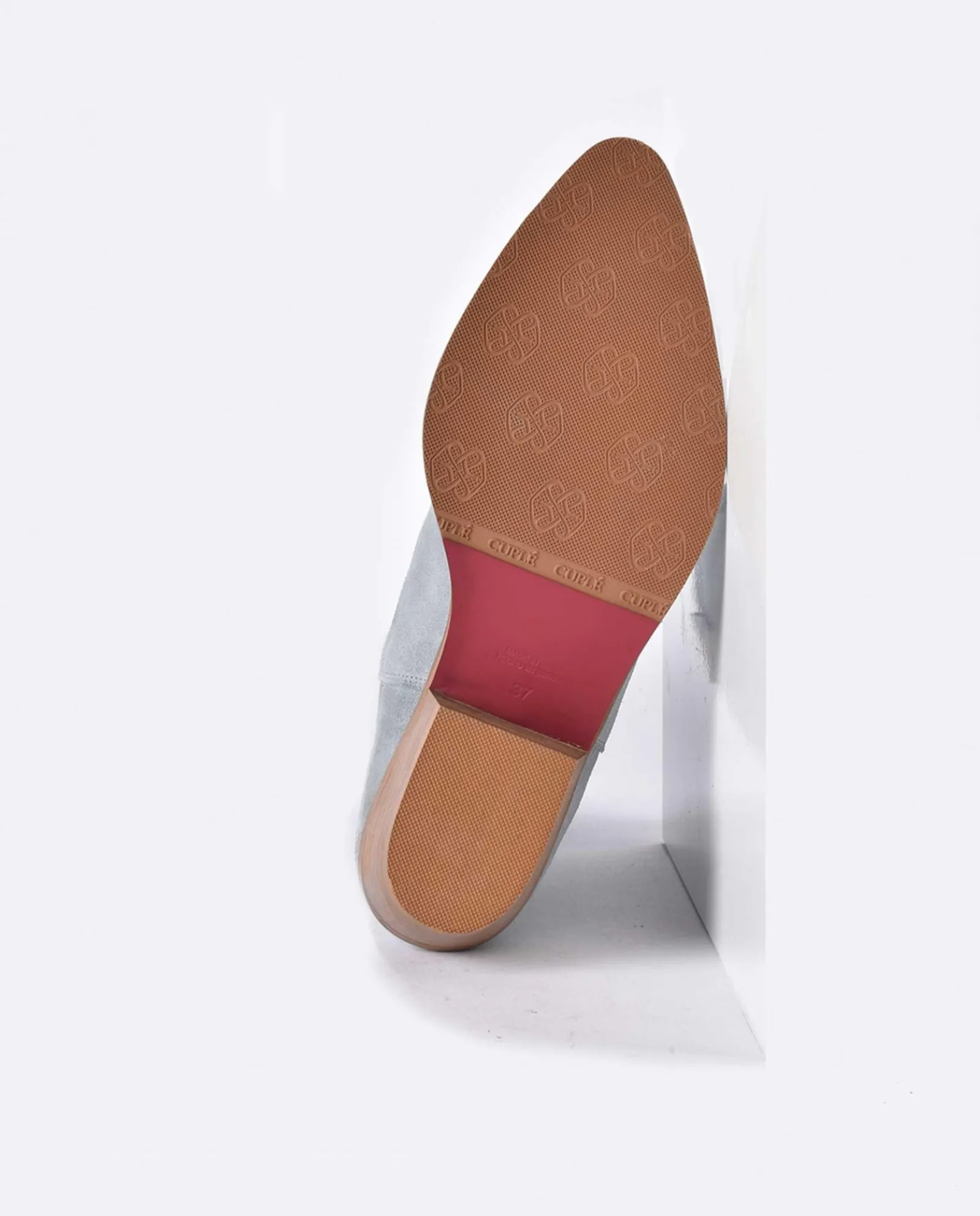 Botas Y Botines*Cuplé Bota Cowboy Tacón Bajo Serraje Celeste