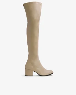 Botas Y Botines*Cuplé Bota Mosquetera Strech Napa Licra Beig
