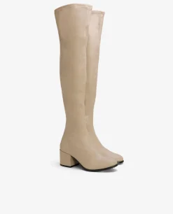 Botas Y Botines*Cuplé Bota Mosquetera Strech Napa Licra Beig
