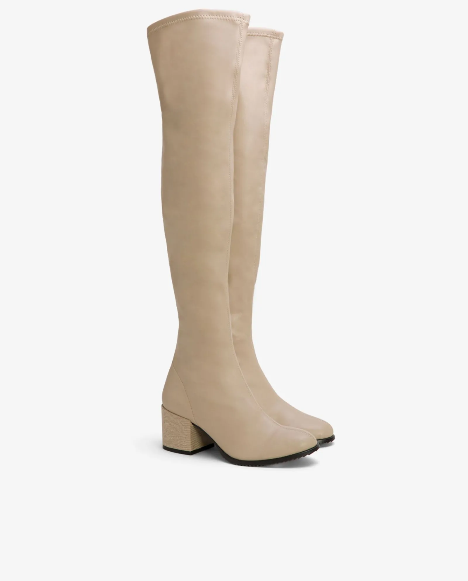 Botas Y Botines*Cuplé Bota Mosquetera Strech Napa Licra Beig