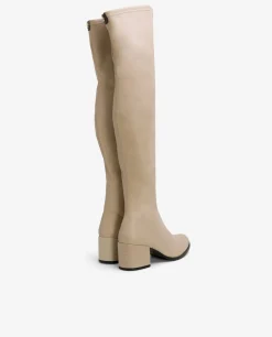 Botas Y Botines*Cuplé Bota Mosquetera Strech Napa Licra Beig