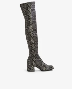 Botas Y Botines*Cuplé Bota Mosquetera Strech Serpiente Gris