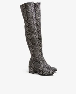 Botas Y Botines*Cuplé Bota Mosquetera Strech Serpiente Gris