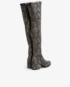 Botas Y Botines*Cuplé Bota Mosquetera Strech Serpiente Gris