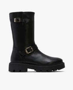Botas Y Botines*Cuplé Bota Motera Napa Negro