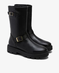 Botas Y Botines*Cuplé Bota Motera Napa Negro