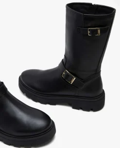 Botas Y Botines*Cuplé Bota Motera Napa Negro