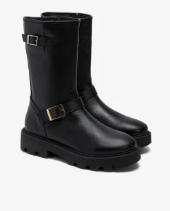 Botas Y Botines*Cuplé Bota Motera Napa Negro