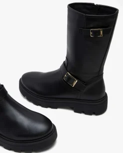 Botas Y Botines*Cuplé Bota Motera Napa Negro