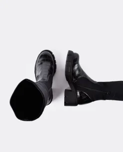 Botas Y Botines*Cuplé Bota Pala Y Talon Licra/Coco Negro
