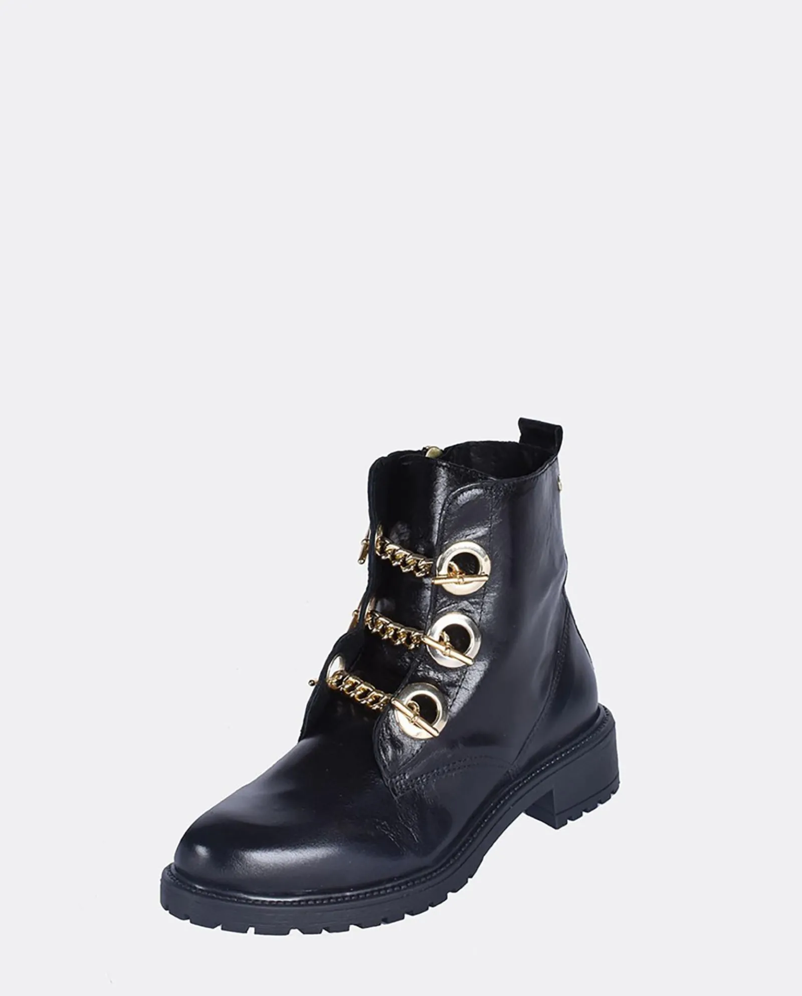 Botas Y Botines*Cuplé Botin Cadenas Napa Negro