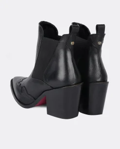 Botas Y Botines*Cuplé Botin Cow Boy Napa Negro