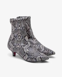 Botas Y Botines*Cuplé Botin Licra Tacón Bajo Serpiente Gris