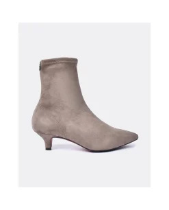 Botas Y Botines*Cuplé Botin Licra Tacón Bajo Ultrasuede Strech Taupe