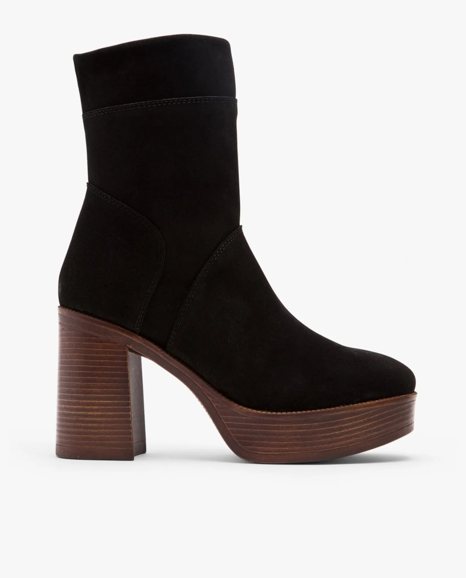 Botas Y Botines*Cuplé Botin Plataforma Serraje Negro