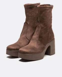 Botas Y Botines*Cuplé Botin Plataforma Ultrasuede Strech Marron