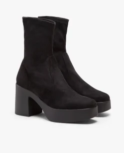 Botas Y Botines*Cuplé Botin Plataforma Ultrasuede Strech Negro