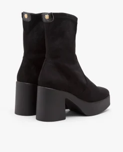 Botas Y Botines*Cuplé Botin Plataforma Ultrasuede Strech Negro
