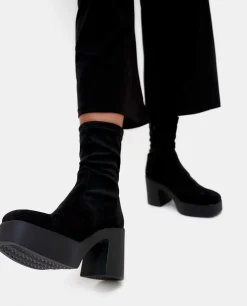 Botas Y Botines*Cuplé Botin Plataforma Ultrasuede Strech Negro