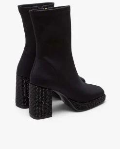 Botas Y Botines*Cuplé Botin Plfma Strass Licra Strech Negro