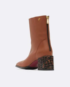 Botas Y Botines*Cuplé Botin Punta Cuadrada Napa Marron