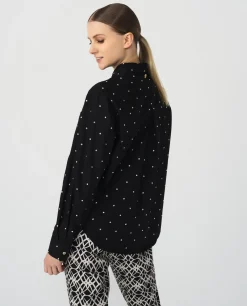 Camisas Y Tops*Cuplé Camisa Brillantes Algodon Negro