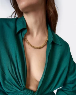 Camisas Y Tops*Cuplé Camisa Con Nudo Lino Verde