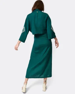 Camisas Y Tops*Cuplé Camisa Con Nudo Lino Verde