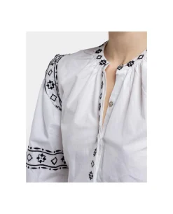 Camisas Y Tops*Cuplé Camisa Mangas Bordadas Algodon Blanco