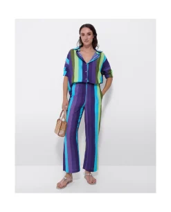 Camisas Y Tops*Cuplé Camisa Oversize Algodon Rayas Azul