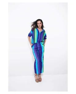 Camisas Y Tops*Cuplé Camisa Oversize Algodon Rayas Azul