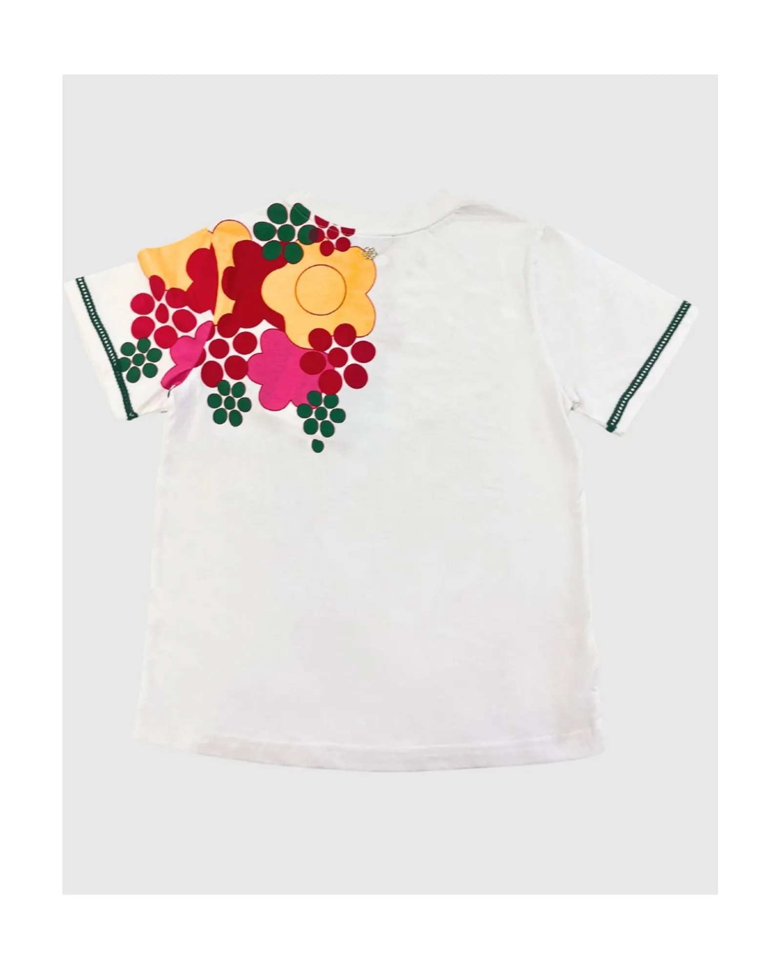 Camisas Y Tops*Cuplé Camiseta Flor Multicolor Algodon Blanco