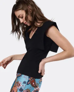 Camisas Y Tops*Cuplé Camiseta Geometrica Punto Negro